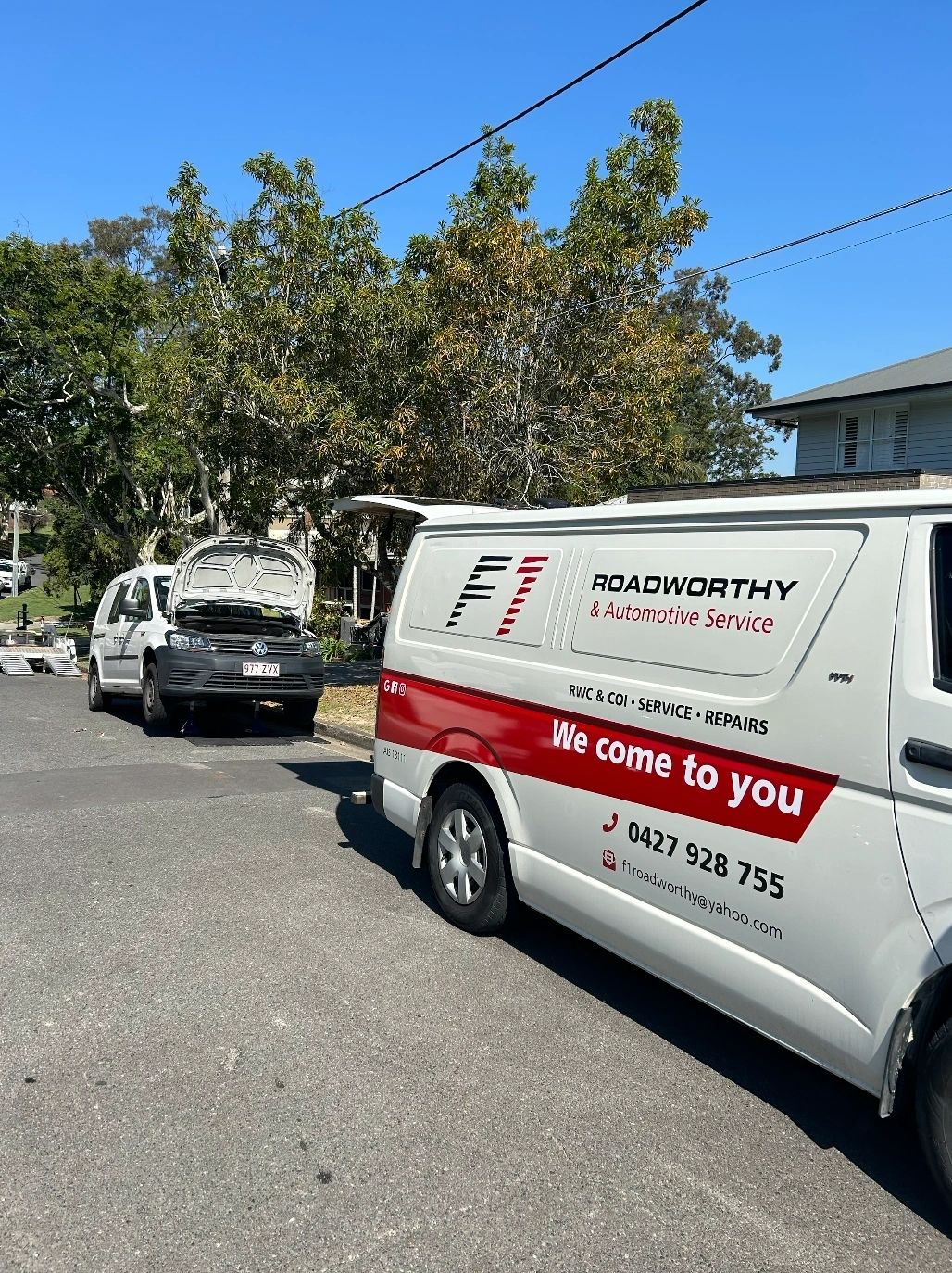 F1 Roadworthy mobile service van at a Brisbane job